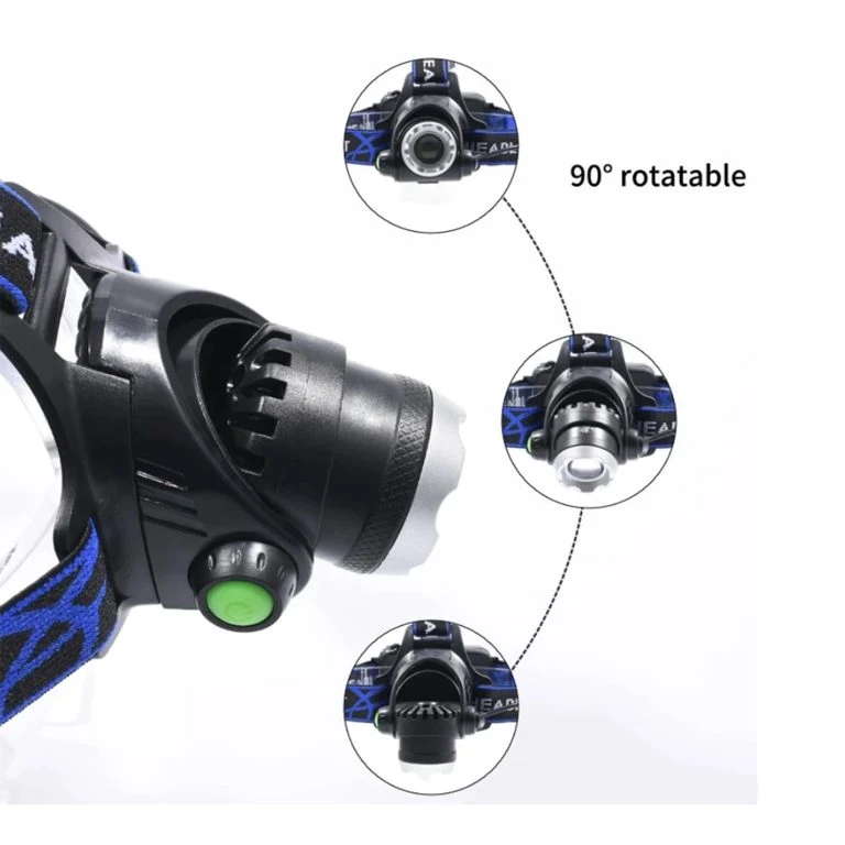 HL-D34 side button and diagram showing the light tilting through 90 degrees